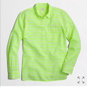 C🍋J.crew factory Neon Striped Pop Over Shirt